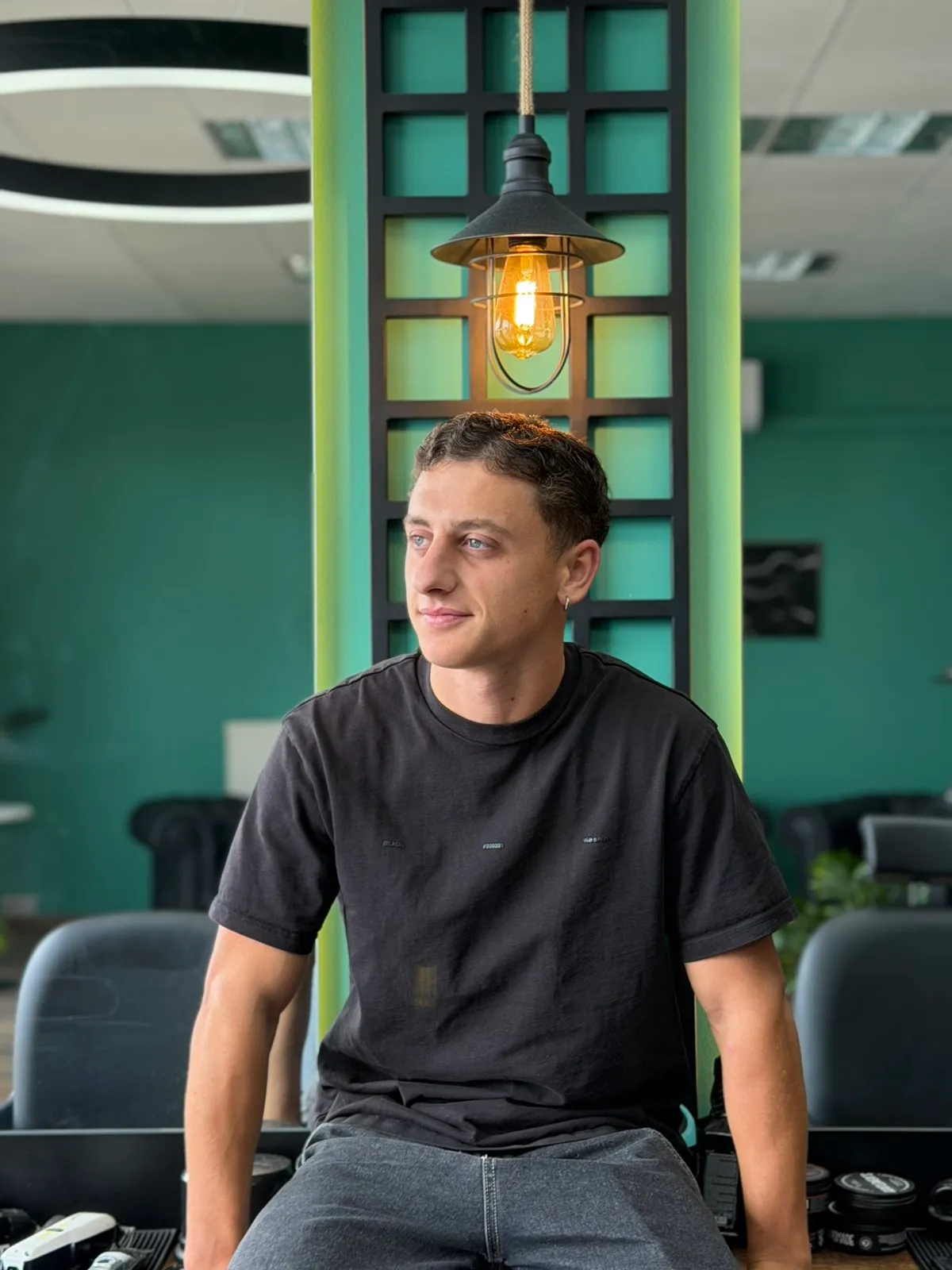 Grigoris, barber at Hair Studio Papounidis in Agios Athanasios, Drama